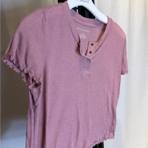 American Eagle Outfitters‎ Pink Ribbed Crop Top - Picture 2 of 4